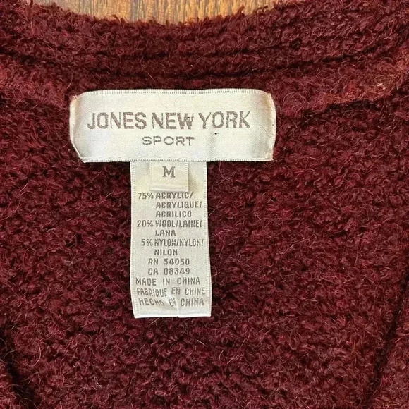 Jones NY Womens M Vintage Y2K Maroon Button‎ Front Vest Sweater Duster Cardigan - Picture 5 of 9
